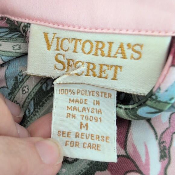 Vintage Y2K Victoria's Secret Gold Label Robe Medium Pink Floral Night Dress - Picture 2 of 8